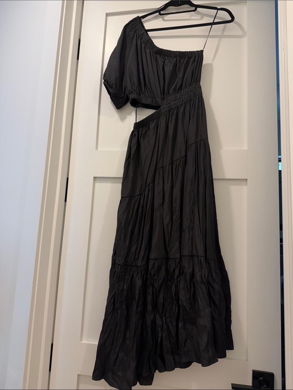 Moon River Black One-Shoulder Cutout Maxi Dress